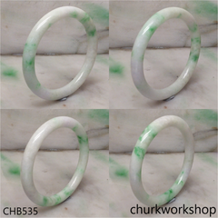 White base with splotches green jade bangle
