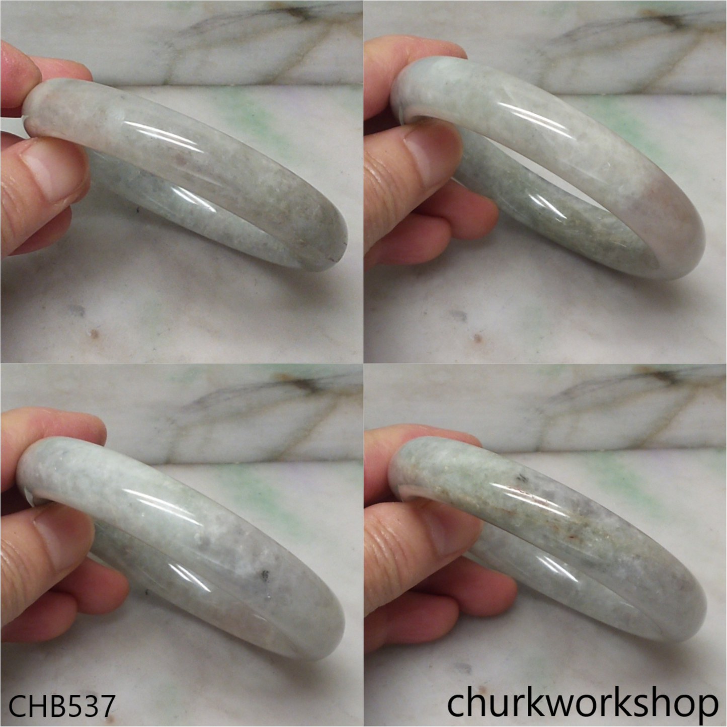 Light green mix grayish lavender jade bangle