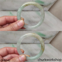 Light green mix brownish jade bangle