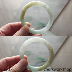 Light green mix brownish jade bangle