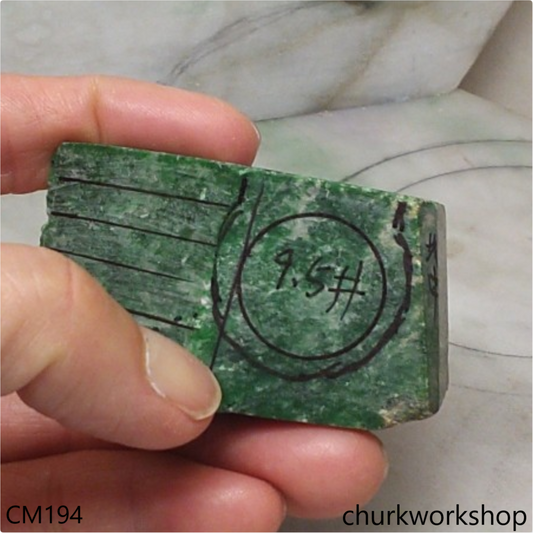 Custom cut green jade signet ring