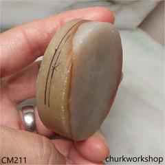 Custom cut logo brownish jade pendant