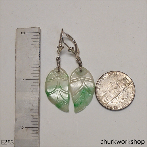 Jade leaf earrings Churk Work Shop
