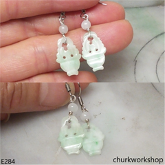 Jade flower basket earrings