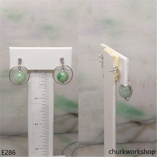 Light green jade bead earrings