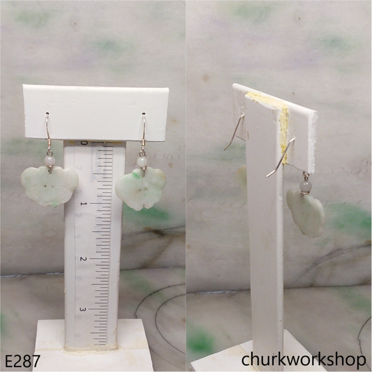 Light green jade butterfly earrings