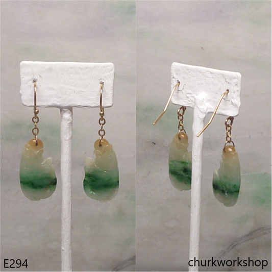 Multicolor jade fish earrings