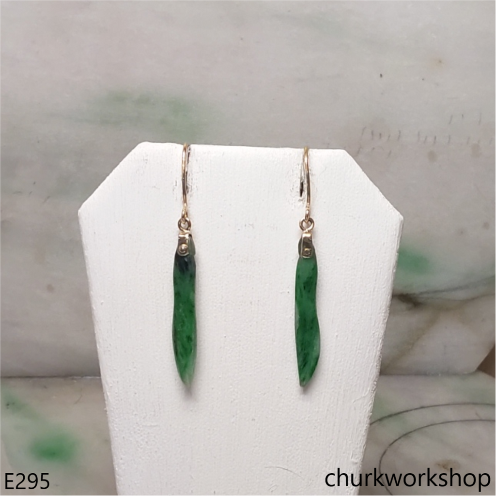 14K green jade earrings