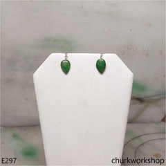 Dark green jade ear studs