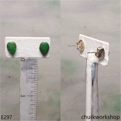 Dark green jade ear studs