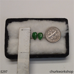 Dark green jade ear studs