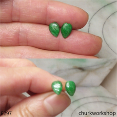 Dark green jade ear studs