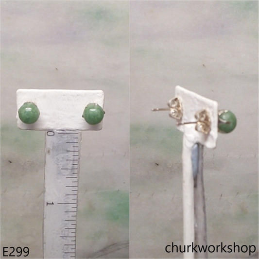 Green jade bead ear studs