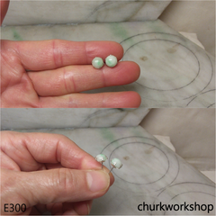 Half round jade ear studs