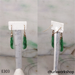 14K green jade bean earrings