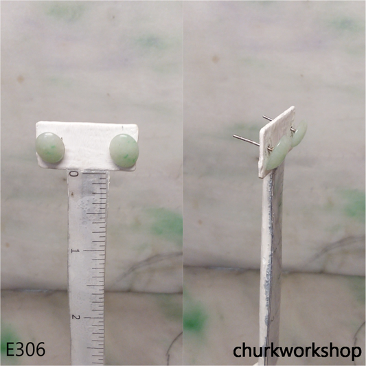 Light green jade ear studs
