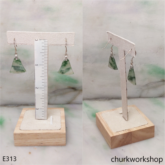 Light green with green splotches jade earrings