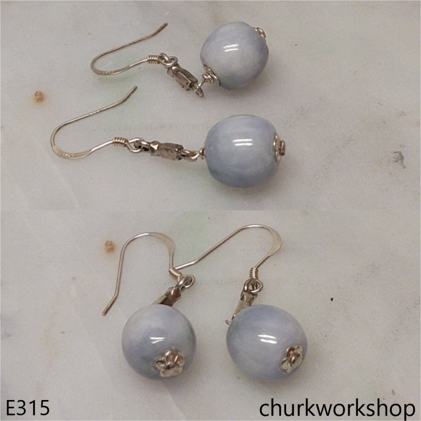 Lavender barrel beads earrings