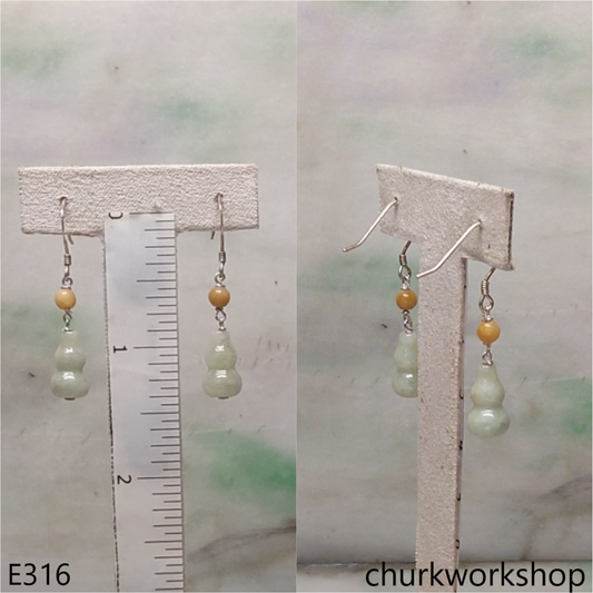 Light green jade gourd earrings