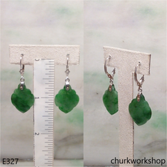 14K white gold dangling jade earring