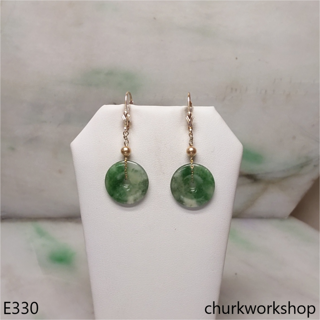 Bluish green jade dangling earrings