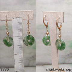 Bluish green jade dangling earrings