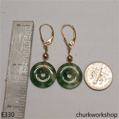 Bluish green jade dangling earrings