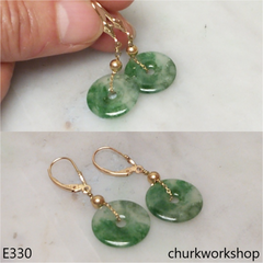 Bluish green jade dangling earrings