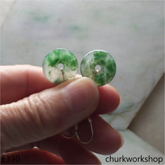 Bluish green jade dangling earrings