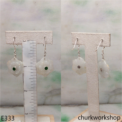 White jade flower earrings