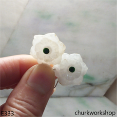 White jade flower earrings