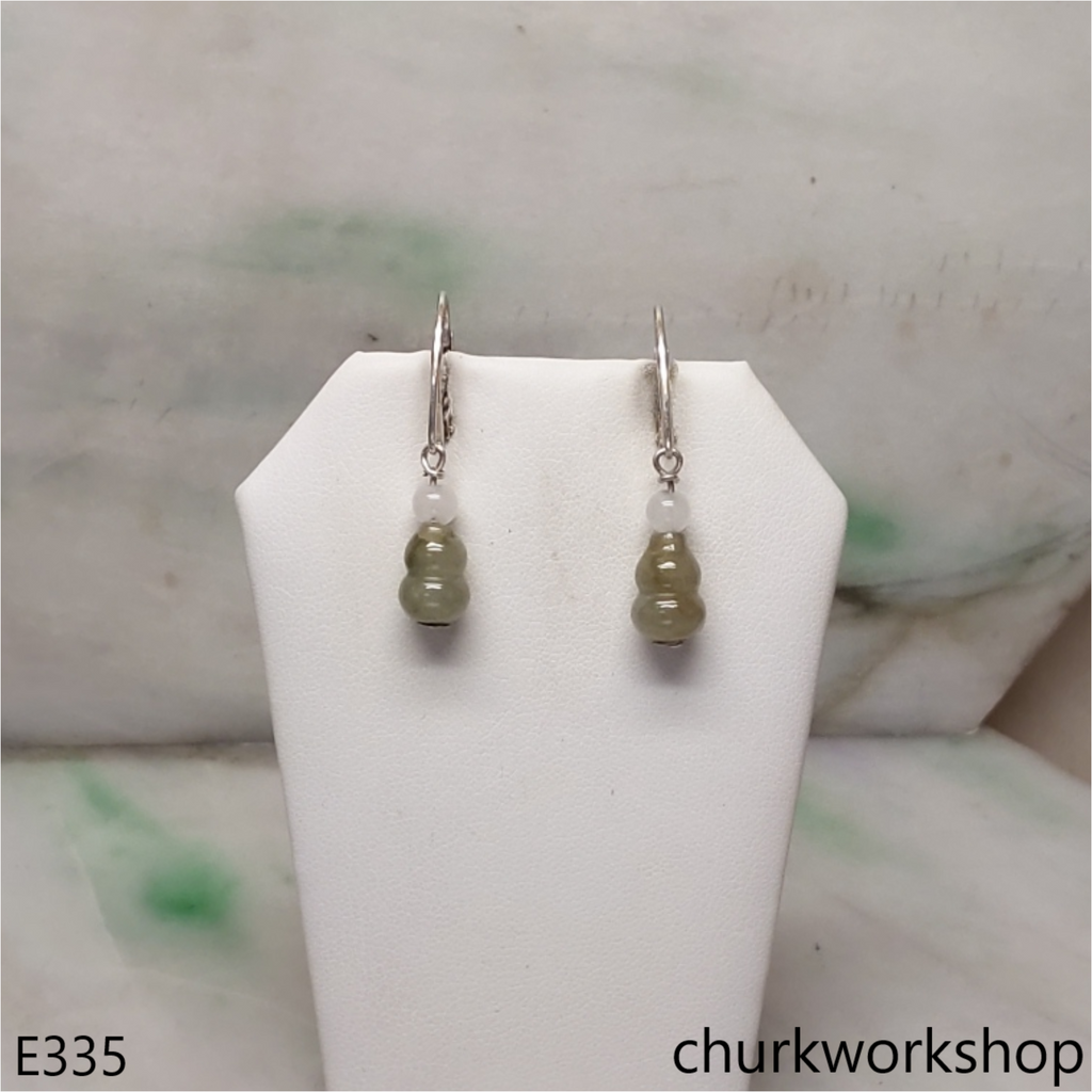 Bluish green jade gourd earrings