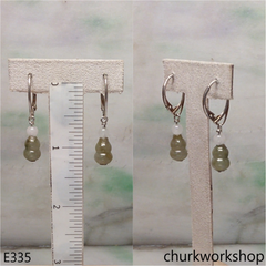 Bluish green jade gourd earrings