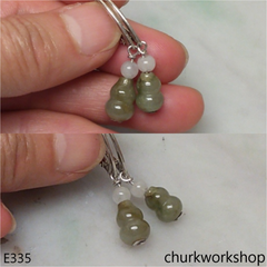 Bluish green jade gourd earrings