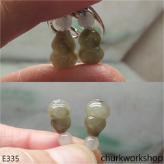 Bluish green jade gourd earrings