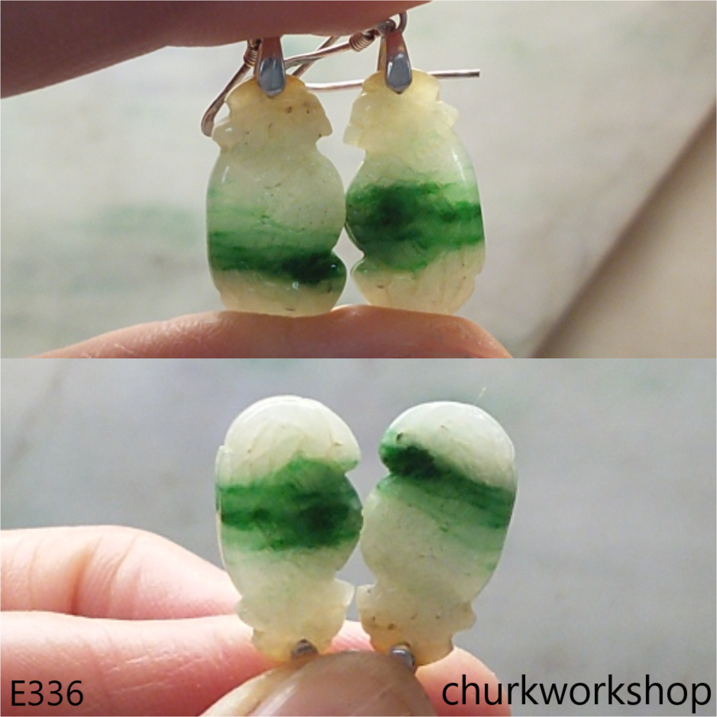 Multicolor jade parrot earrings