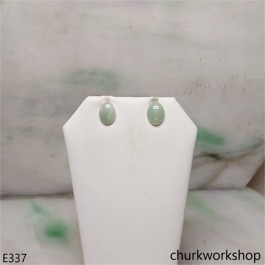 Light green jade ear studs