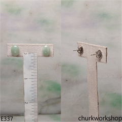 Light green jade ear studs