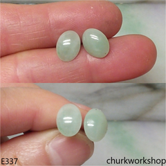 Light green jade ear studs