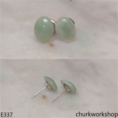Light green jade ear studs