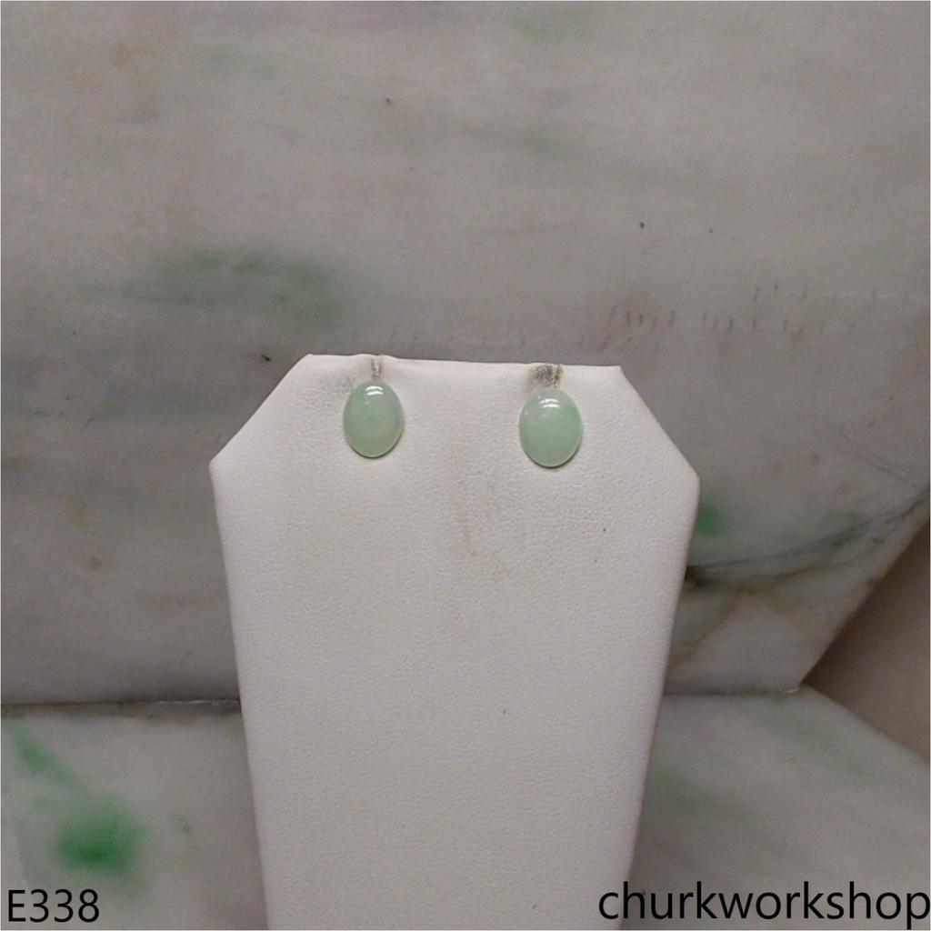 Light green jade ear studs