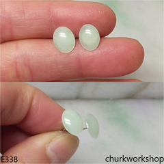 Light green jade ear studs