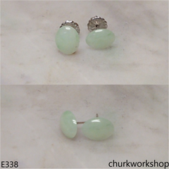 Light green jade ear studs