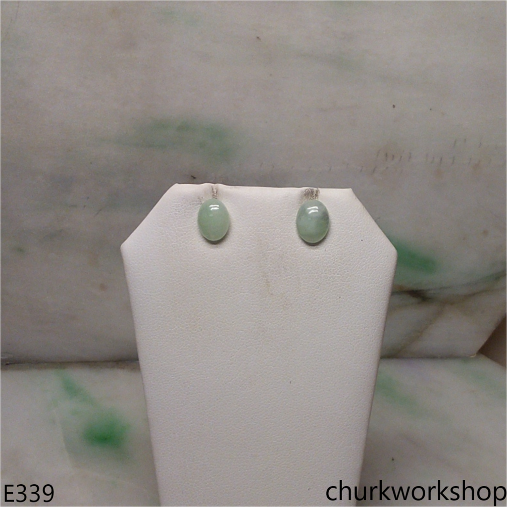 Light green jade ear studs