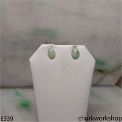 Light green jade ear studs