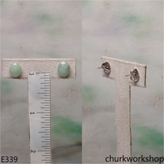 Light green jade ear studs