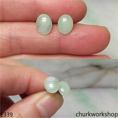 Light green jade ear studs
