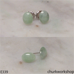 Light green jade ear studs