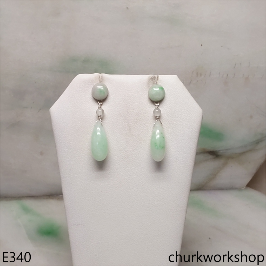 Light green jade rain drop earrings