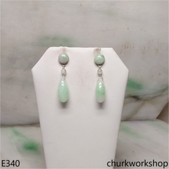 Light green jade rain drop earrings